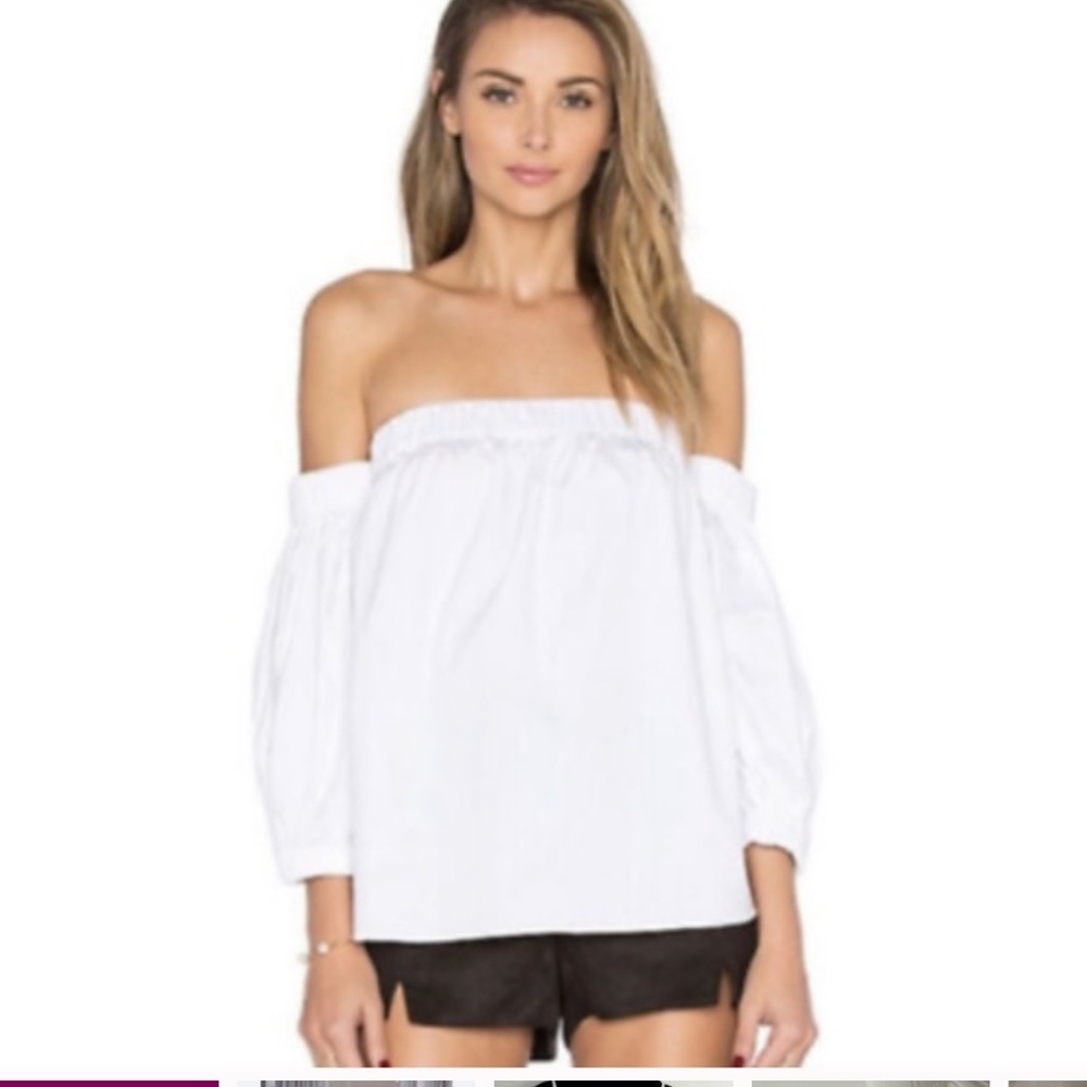 Milly Mini's White Off-The-Shoulder Popplin Cotton Top
